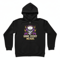 Game Over Zip-Up Hoodie with retro purple and gold gaming graphic