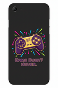 Retro pixel art game controller phone case in purple and gold